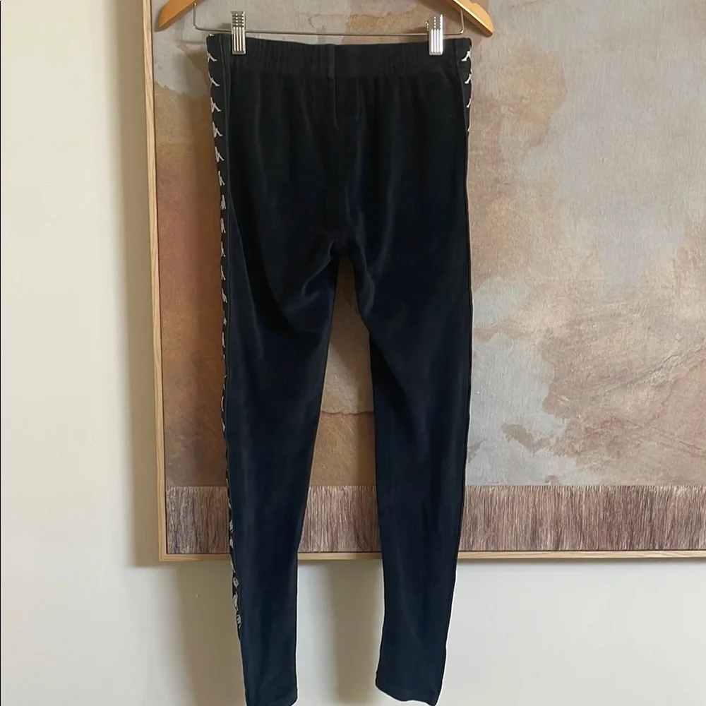 Kappa Ammu Velour Black Track Leggings  Pants with Logo Small - Picture 8 of 8